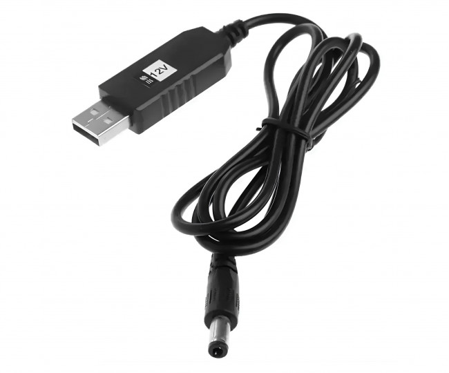 Кабель для Wi-Fi роутера з перетворювачем напруги 5V/12V USB to DC (black)